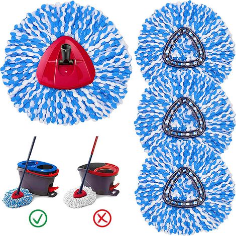 4 Pcs Recharge Serpillere Compatible avec Vileda Turbo EasyWring and Clean Serpillière Seule Têtes de Balai à Franges pour Vileda Facile & Clean Turbo (1/4)