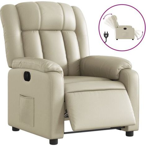 Fauteuil inclinable électrique en similicuir beige – Réglage assis/debout, dossier et repose-pieds réglables, confort ergonomique pour salon ou bureau (1/5)