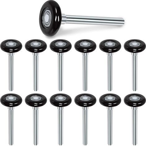 12PCS 1.8inch noir silencieux rouleau de porte de garage roue de porte en nylon remplacement rouleau de garage, étanchéité 6200 roulement à billes (1/5)