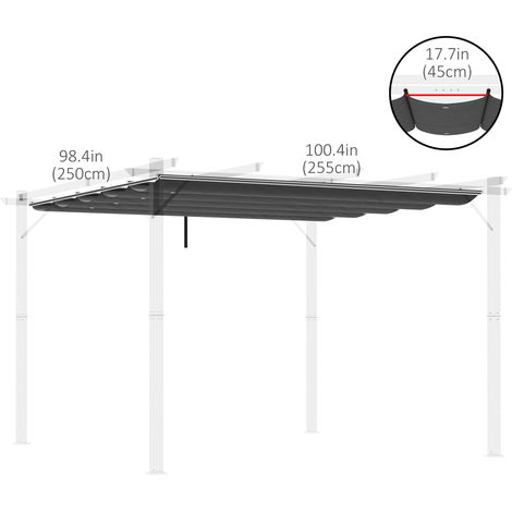 Toile de rechange gris foncé pour pergola rétractable 3 m x 3 m (1/5)