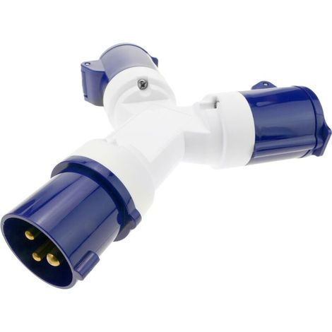 - Adaptateur CEE plug mâle vers 2 x CEE plug femelle 2P+T 16A 250V IP44 IEC-60309 (1/5)
