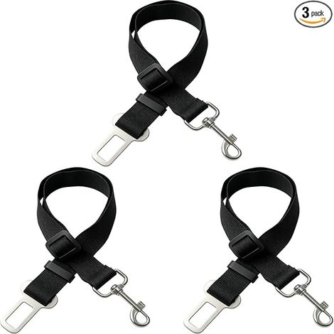 Ceinture Chien Voiture, Ceinture de Sécurité Chien, Laisse Extensible 50–70 cm, Attache Universelle pour Voiture avec Mousqueton Métal Pivotant 360°, Laisse Anti Traction pour Chat et Chien