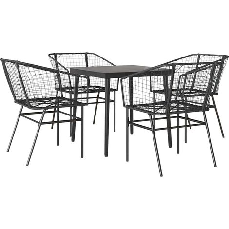Maison Exclusive - 5-teiliges Garten-Esszimmerset aus schwarzem P