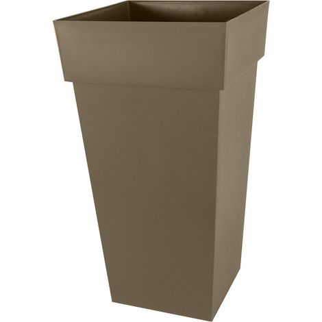 EDA – Pot de fleur carré Toscane 43,3 x 43,3 cm – Hauteur 80 cm – Polypropylène résistant aux UV et gel – Contenance 98 L – Fabrication française