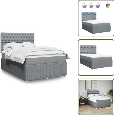 Sommier à lattes de lit avec matelas Gris clair 140x190cm Tissu - Sommier À Lattes De Lit - Sommiers À Lattes De Lit - Lit - Meuble De Chambre À Coucher (1/5)