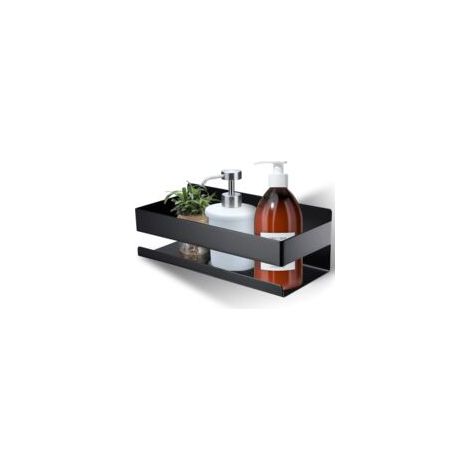 Étagère de douche sans perçage - étagère de douche montage mural en acier inoxydable autocollant noir mat, convient aux salles de bains et aux cuisines (1/5)