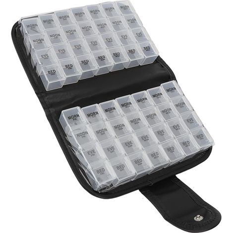 Tragbarer Organizer mit großem Fach, für 4 Anwendungen pro Tag, ideal für Reisen.