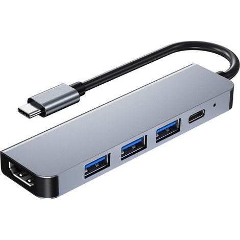 Applicable USB-C Hub - 6-in-1 Multi-Functional Dock Features a 4K HDMI Port, a 100W PD Port, Two USB-A Ports, and an SD/TF Card Slot, Compatible with Devices Such as MacBook Pro, Air, iPad, Pro, and X (1/3)