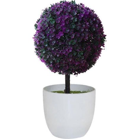 Plante artificielle en pot, ornement topiaire en forme de boule, bonsaï, fausse plante décorative pour la maisonrose rouge (1/5)
