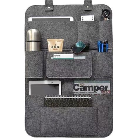 Car organizer, seat storage bag, back seat organizer, dark grey felt bag for various car seat backs, 62 x 42 cm (1 piece) (1/5)