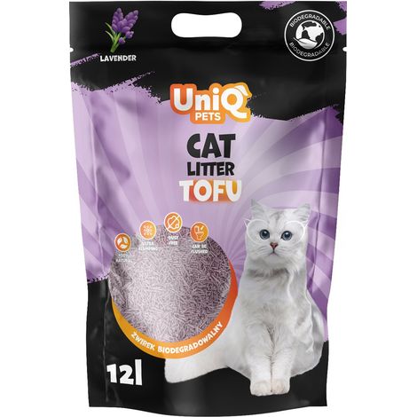 Uniq Pets  Biologisch abbaubare TOFU-Katzenstreu  12 l – 5 kg Verpackung – Lavendel 12 l
