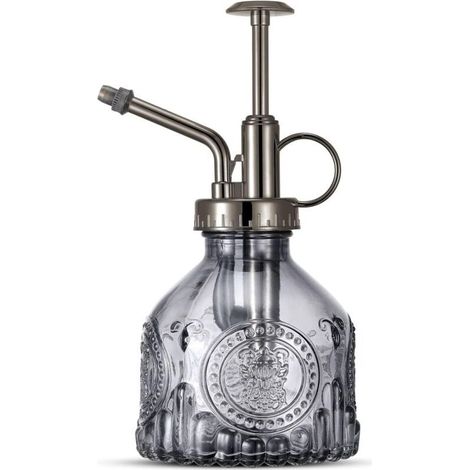 Vaporisateur vintage en verre avec pompe supérieure, petit arrosoir pour plantes d'intérieur et d'extérieur,Gris (1/4)