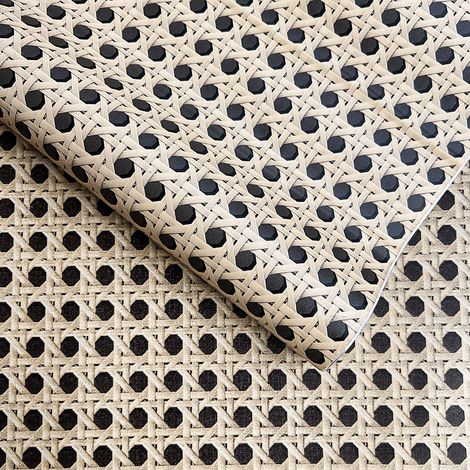 Papier peint PVC à motif nid d'abeille 3D, tapis rétro en bambou tissé, papier peint autocollant décoratif, 45 × 1000 cm (1/5)
