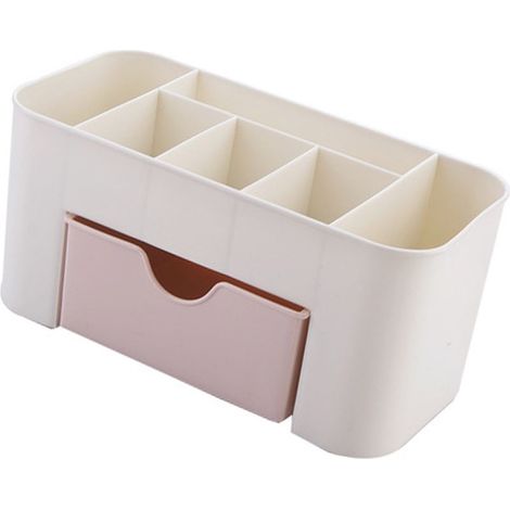 Multifunktionaler Make-up-Organizer aus Polypropylen mit 6 Fächern und Schublade, rosa (1/5)