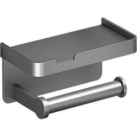Dérouleur papier toilette aluminium mural avec étagère (1/5)