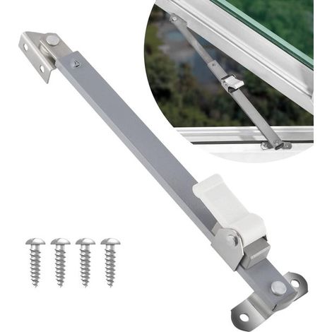 Verrouillage de fenêtre - loquet de commande d'inclinaison - ventilation de sécurité - angle d'ouverture réglable - 29 cm - argent (1/5)