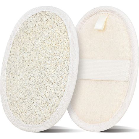 Gant Exfoliant - Éponge Loofah Naturelle 100 % + Tissu Éponge - Pour Bain Douche Spa - Lot de 2 (1/5)