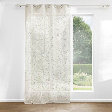 Voilage à Œillets 140 x 240 cm - Voile Sablé Appliqué Métallisé Maïssa (1/5)