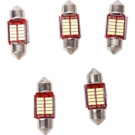 Ampoule Led - 5 Pièces - Pour Éclairage Intérieur Voiture - Plafonnier - Plaque Immatriculation - Porte Latérale - Carte De Lecture - Diamètre 36 Mm (1/5)