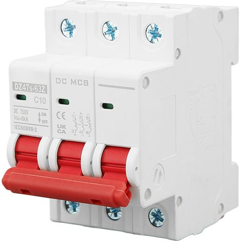 Disjoncteur DC 750V 3P, interrupteur de Protection contre les surcharges basse tension monté sur Rail DIN pour système solaire photovoltaïque