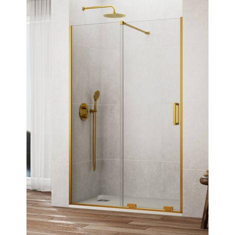 Porta doccia scorrevole 1+1 CIRENE (KENNA) 145 cm Profilo Oro Barra Perpendicolare
