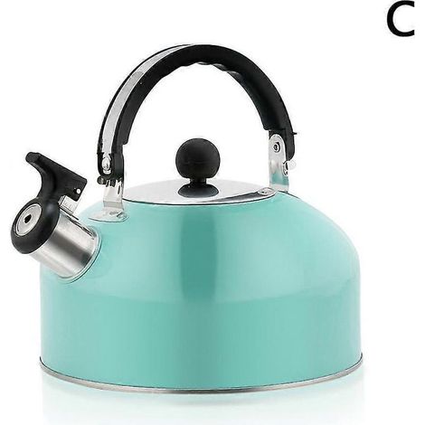 Bouilloire à sifflet 3L, fond plat, en acier inoxydable.