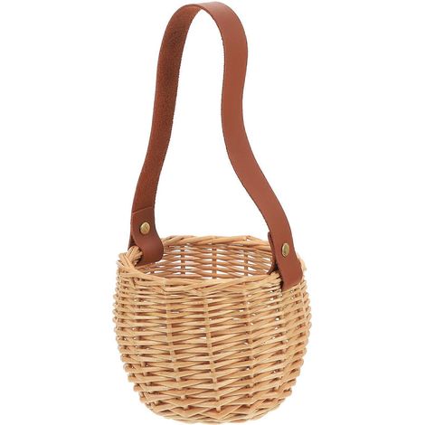 Mini panier en rotin tressé, panier à fleurs, panier tressé portable, panier de pique-nique-13.00X11.00X11.00CM (1/4)
