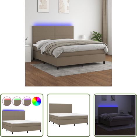 Matratze -  Boxspringbett mit Matratze & LED Taupe 180x200 cm Stoff (1/5)
