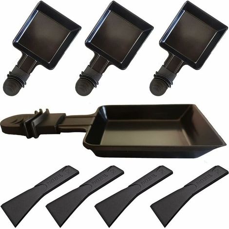 4Pièces Pelles GrilléEs 18X9cm Marmite à Fromage Bord Inclinéensemble de Casseroles non Adhésives à Fond plat30° Pour Faire Fondre l' œuf frit au Fromage - Avec 4 Grattoir… (1/5)