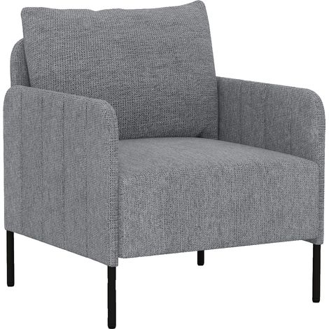 Fauteuil de Salon, Canapé Simple en Chenille avec Coussin, Chaise de Lecture Moderne avec Pieds Réglables, pour Chambre, Bureau, Gris (1/5)