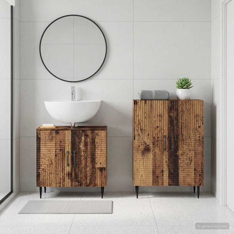 vidaXL 2 Piece Bathroom Cabinet Set HAARLEM Old Wood Engineered Wood (1/5)