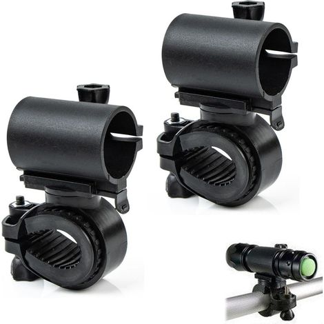 Support Lampe Vélo, Rotatif à 360 Degrés Support de Lampe de Poche de Vélo, Universel Pince de Lampe de LED à Dégagement Rapide pour Cyclisme L'équitation, 2 Pièces (1/5)