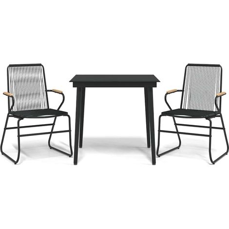 Set da Pranzo da Giardino 3 pz  Salotto da Giardino Nero in Rattan PVC (1/5)