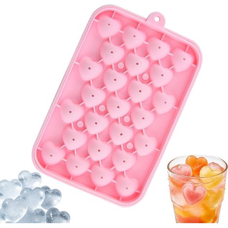 Moule à glaçons en silicone avec couvercle Moule réutilisable en forme de cœur, de qualité alimentaire, facile à démouler - Convient pour le whisky, le café, la cuisine, les fêtes et toutes sortes de (1/5)