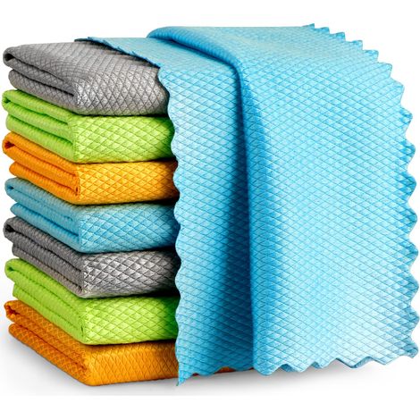 Lot de 8 Chiffons de Nettoyage en Microfibre pour vitres et vitres, Non Pelucheux, Nettoyage Rapide des fenêtres, Lunettes, Pare-Brise, miroirs, Acier Inoxydable - 30 x 30cm(Couleur aléatoire) (1/5)