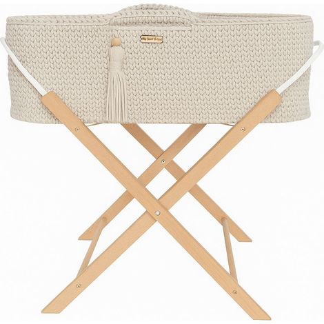 Cesta portaoggetti BOHO fatta a mano con supporto - Crema (1/5)