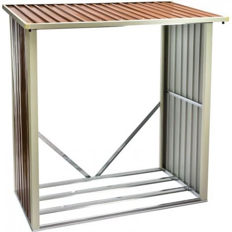Dema – Abri à bûches extérieur en métal résistant aux intempéries – Dimensions 182 x 91 x 190 cm – Pour 2 rangées de bûches de 35 cm