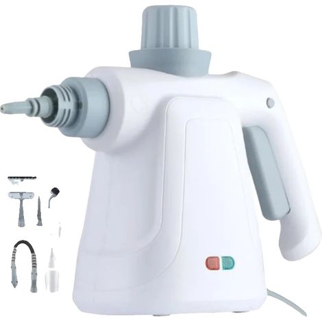 Limpiador a vapor portátil, potencia de 801-1000 W, doble voltaje 220-240 V/100-120 V, diseño compacto, 6 accesorios, esterilización a alta temperatura. (1/5)