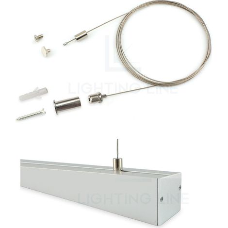 KIT SOSPENSIONE CON CAVO DA 2 MT. PER PROFILO PER LED RETTANGOLARE 21X16 LEDPOINT (1/2)