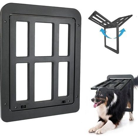 Porte pour chien noire, facile à installer et verrouillable, pour chiens de taille moyenne et grande (34 cm x 44 cm) (1/4)