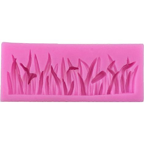 Moules à pâtisserie DIY en silicone rose, motif herbe, lot de 2. (1/5)