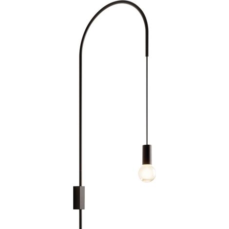 Zafferano - Applique Filo, orientable à 200, métal peint, ampoule E27 max 60W incluse, H 110cm - Noir