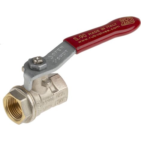 Robinet à boisseau sphérique haute pression en Laiton BSPP 3/8" Poignée Rouge 2 voies ( Prix pour 1 ) (1/5)