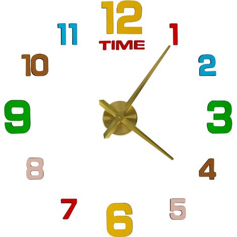 Vinilo reloj de pared 12 digitos amarillo colorido