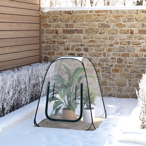 WOLTU Gewächshaus, Pop Up Foliengewächshaus, Pflanzenschutzzelt Winter für Pflanzen, Mini Gewächshaus, Winterschutz Frostschutz, 70x70x80 cm, Transparent (1/5)