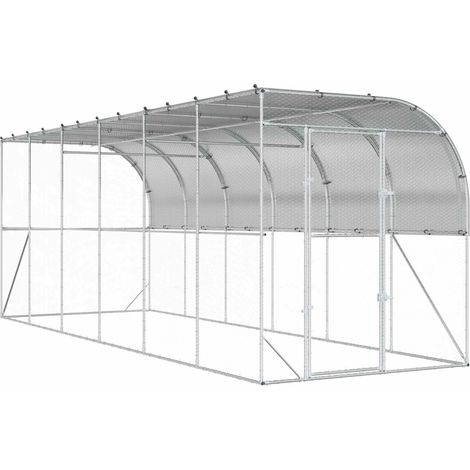 Against Wall Chicken Coop Silver 600 x 200 x 215 cm vidaXL