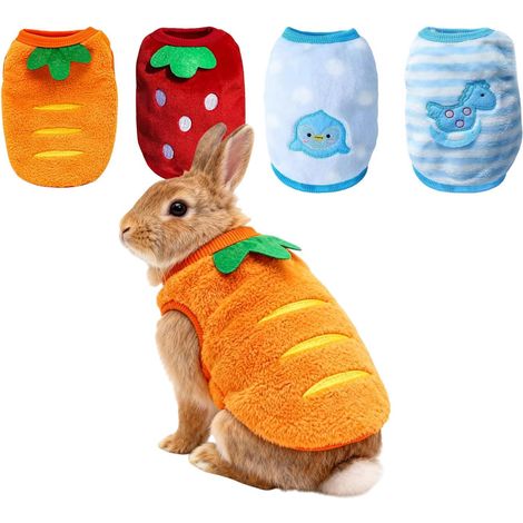 Vêtements d'hiver pour très petits animaux de compagnie, ensemble 4 pièces en polaire corail douce et luxueuse, taille XS pour cochons d'Inde, lapins, furets et petits chihuahuas (XXS : convient aux a (1/5)