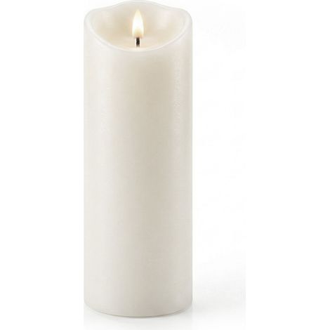 Relaxdays LED candle, HxD: 30 x 10 cm, flickering flame, real wax, flameless XXL pillar candle, white
