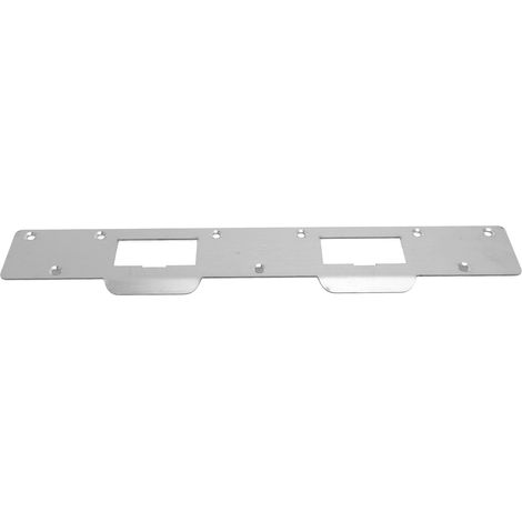 Plaque de frappe de porte à double trous en acier renforcée robuste pose facile sécurité pour entraxe 14 cm à 15,2 cm blanche (1/5)