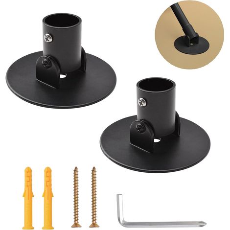 Support de tige de rideau de douche,2Pcs tige de rideau de douche en acier titane bride pivotante simple Installation facile de rideau robuste support de montage mural avec des vis (1/5)